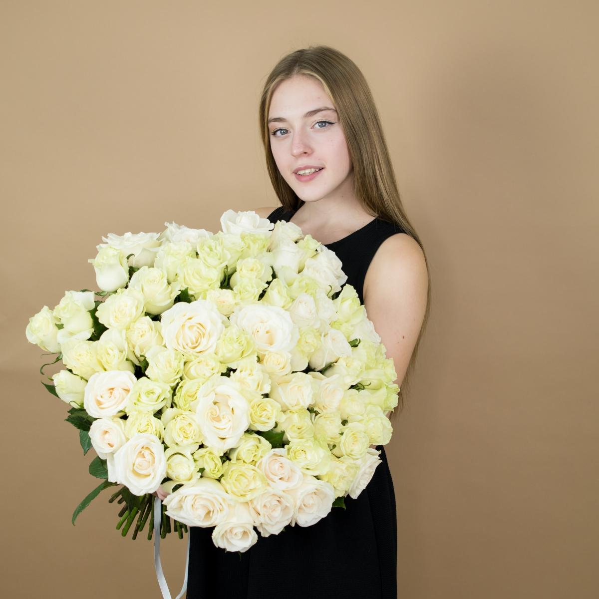 Букеты из белых роз 40 см (Эквадор) [артикул букета  624]