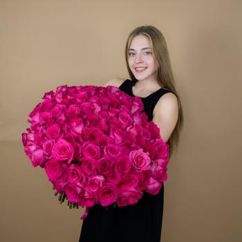 Букеты из розовых роз 40 см (Эквадор) №  84552