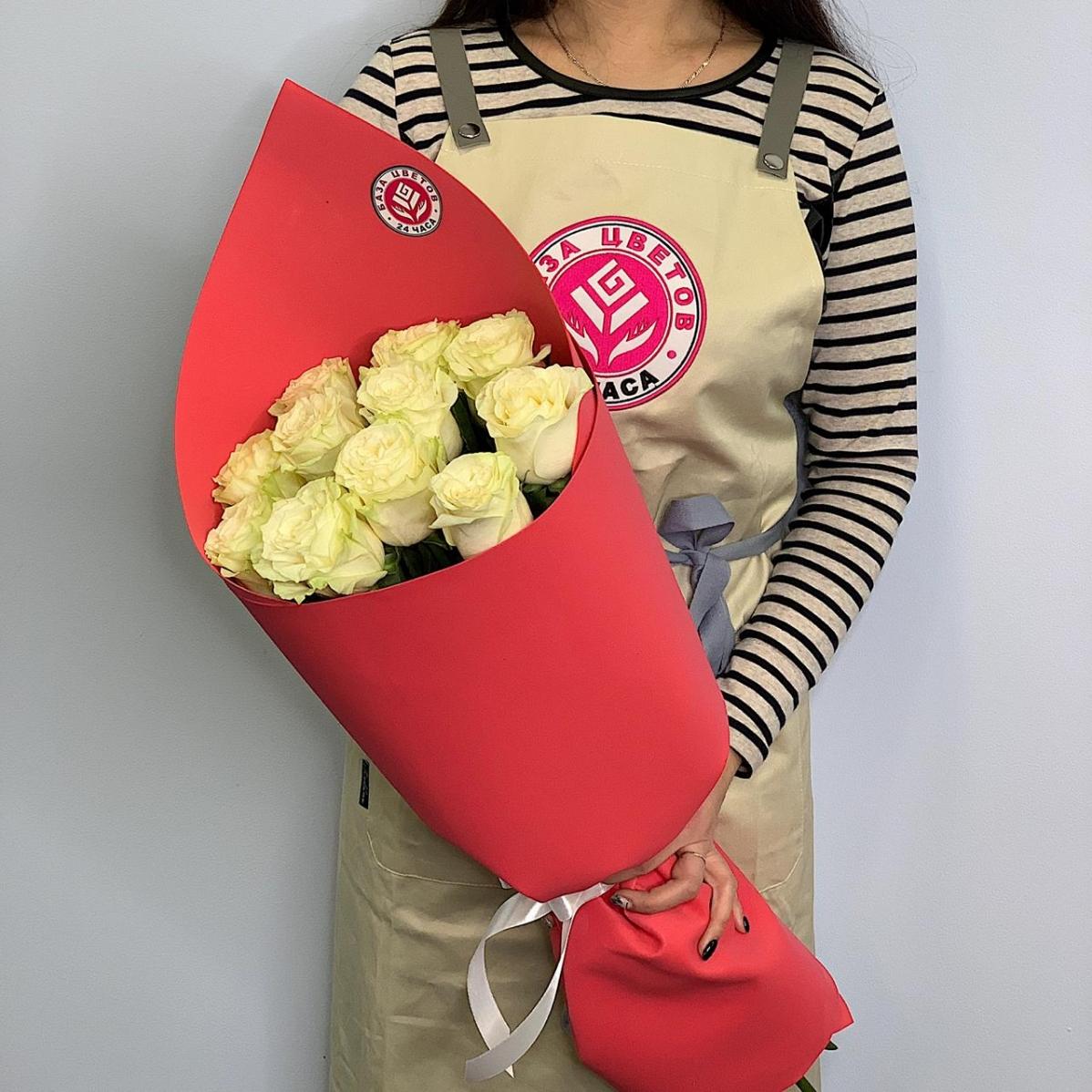 Букет из белых роз 11 шт 40 см (Эквадор) (код: 86424)